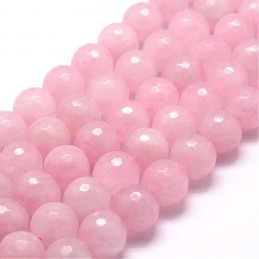 Fil de 56 perles facettées rondes à facettes 6mm 6 mm en Quartz Rose