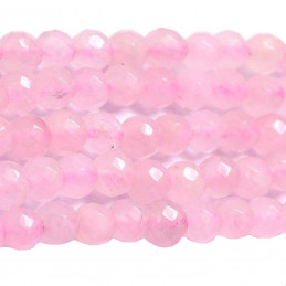 Fil de 56 perles facettées rondes à facettes 6mm 6 mm en Quartz Rose