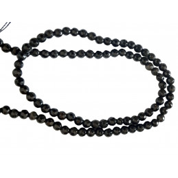 Fil de 90 perles facettées rondes 4mm 4 mm obsidienne noire