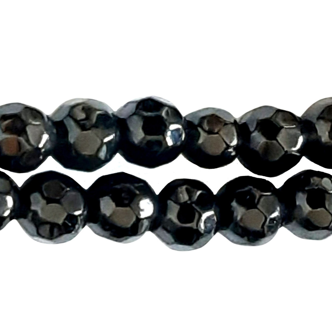 Fil de 90 perles facettées rondes 4mm 4 mm obsidienne noire