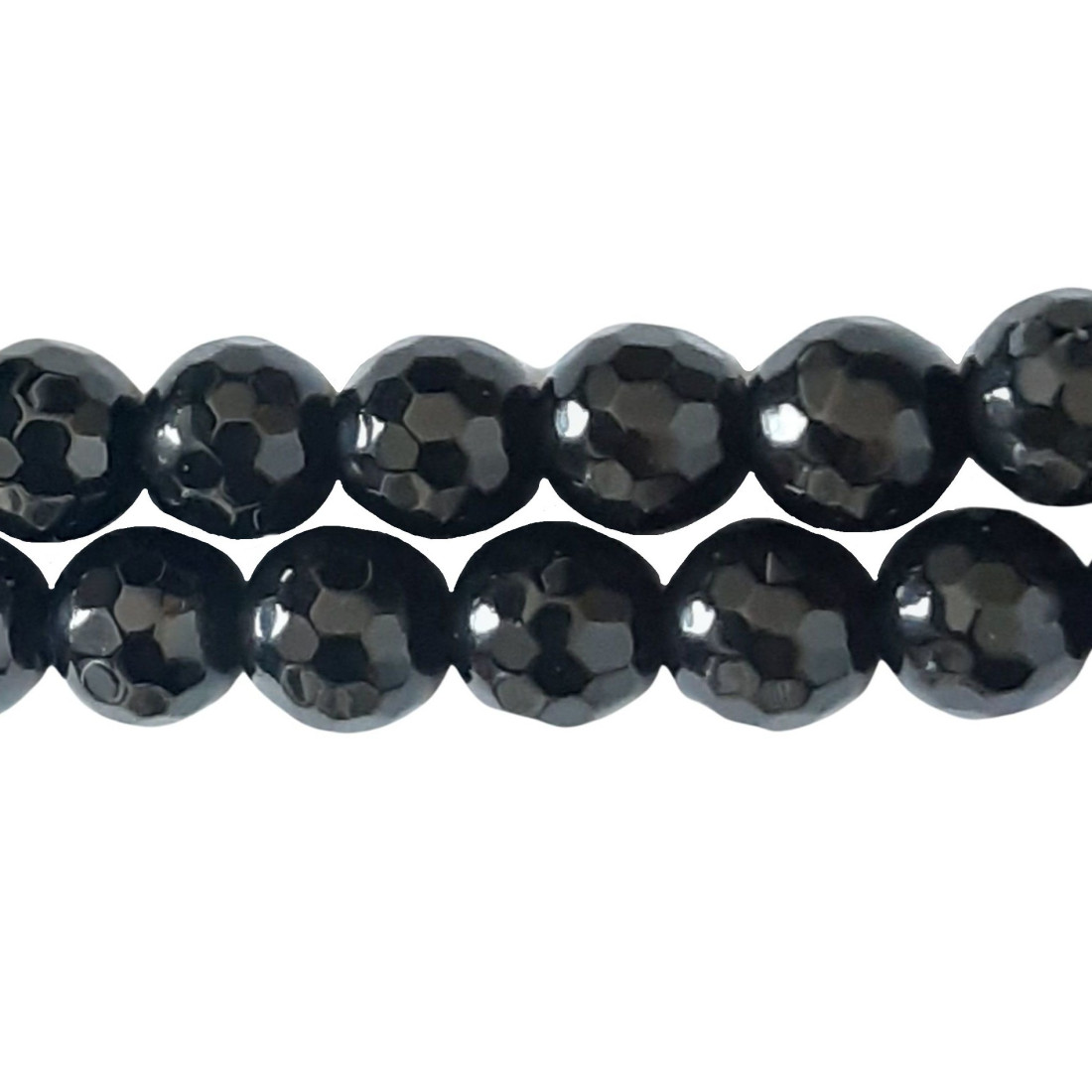 Fil de 60 perles facettées rondes 6mm 6 mm obsidienne noire