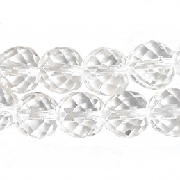 Fil de 60 perles facettées rondes 6mm 6 mm en cristal de roche à facettes