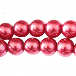 Lot de 100 perles rondes Nacrées 8mm 8 mm - framboise