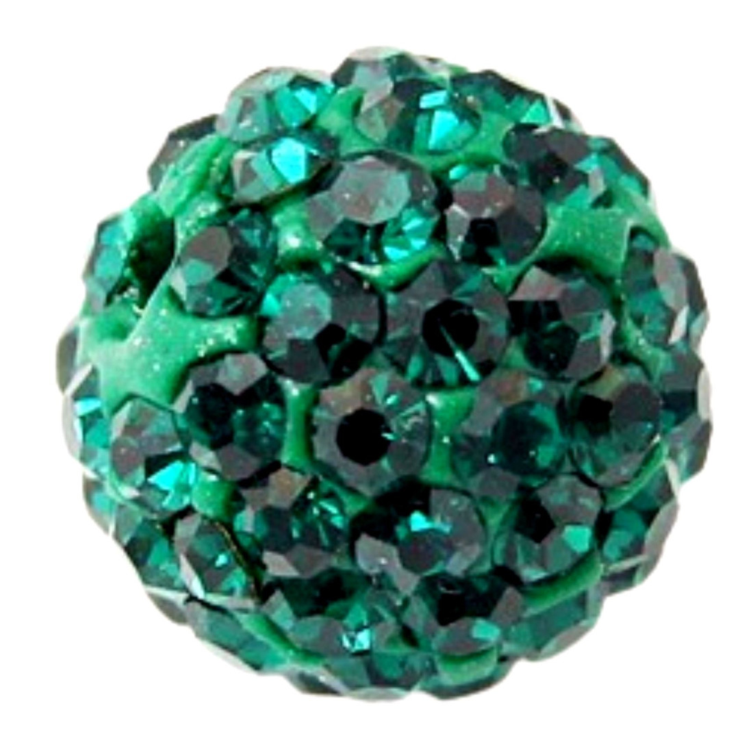 Lot de 5 boules disco strass rondes 8mm couleur vert émeraude à facettes pavé