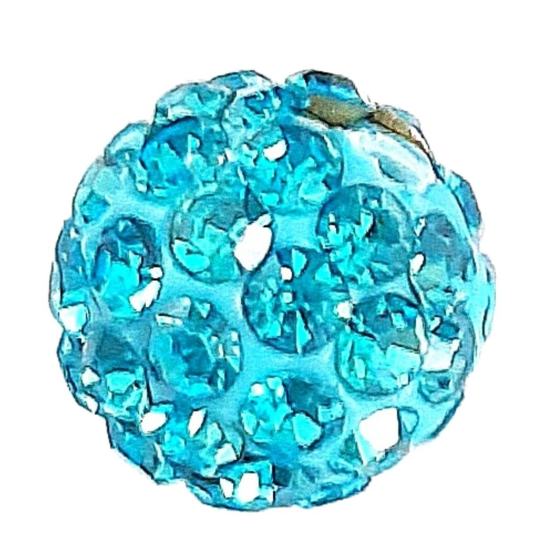 Lot de 5 boules disco strass rondes 8mm couleur bleu aquamarine à facettes pavé
