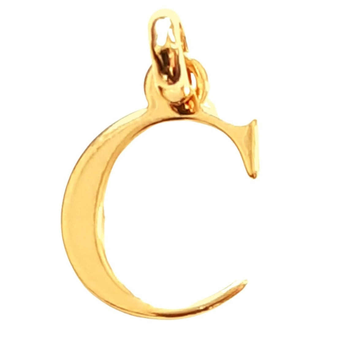 Pendentif Initiale simple lettre C en plaqué or + chaine