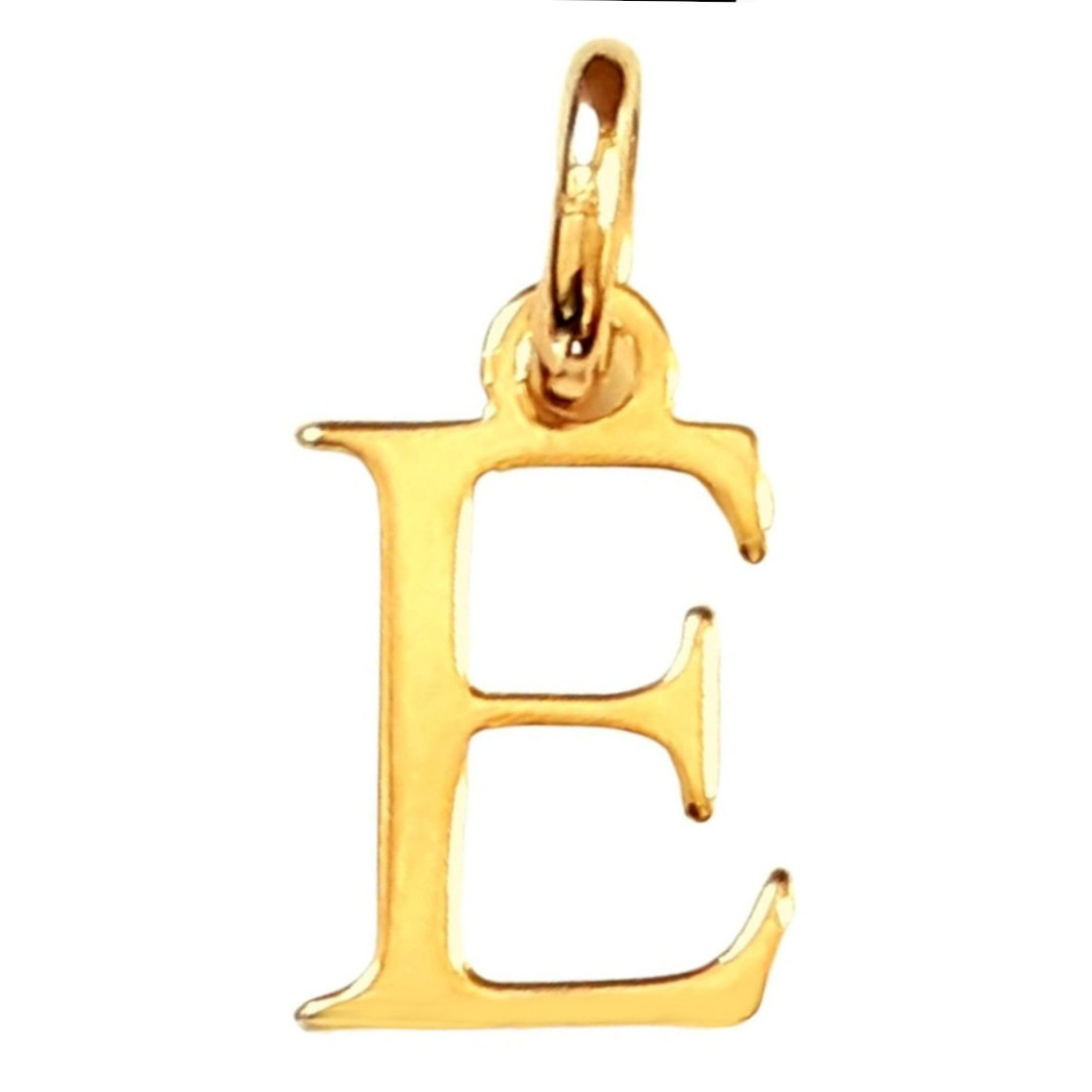 Pendentif Initiale simple lettre E en plaqué or + chaine