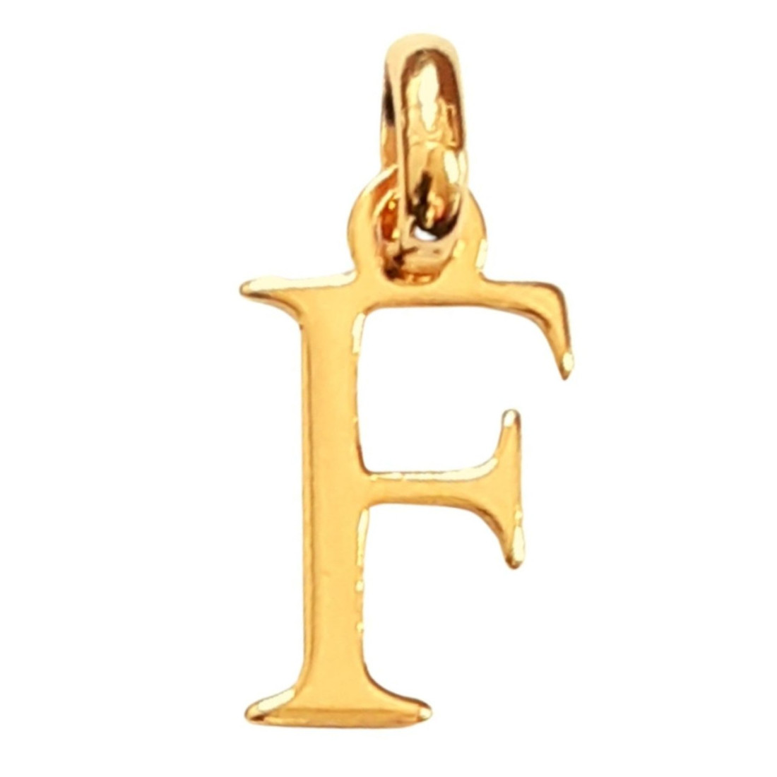 Pendentif Initiale simple lettre F en plaqué or + chaine