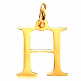 Pendentif Initiale simple lettre H en plaqué or + chaine