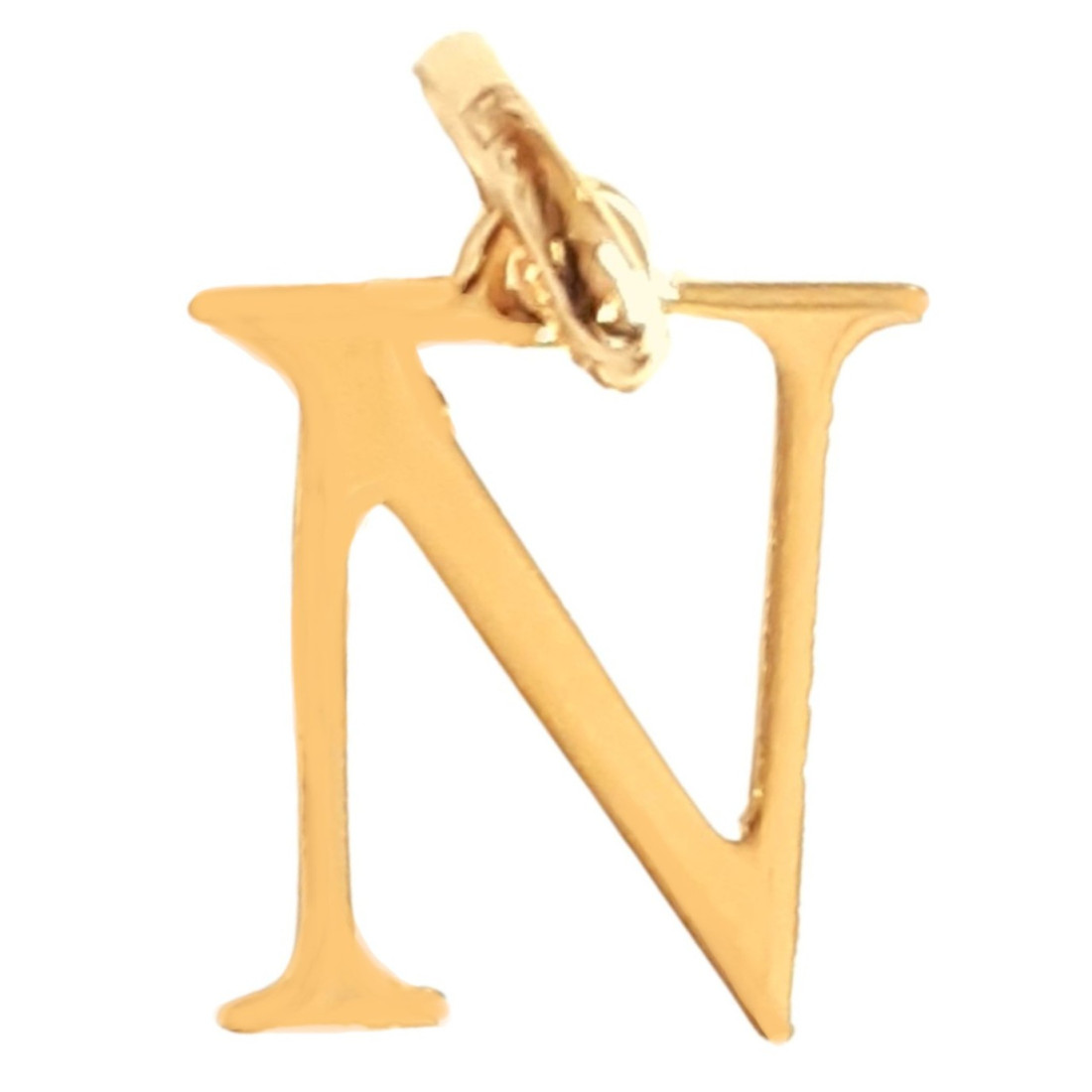 Pendentif Initiale simple lettre N en plaqué or + chaine
