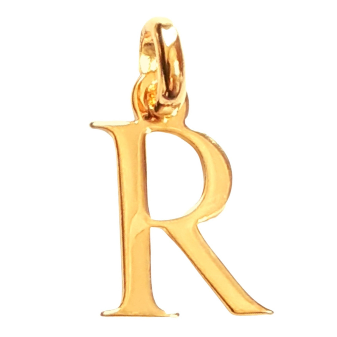 Pendentif Initiale simple lettre R en plaqué or + chaine