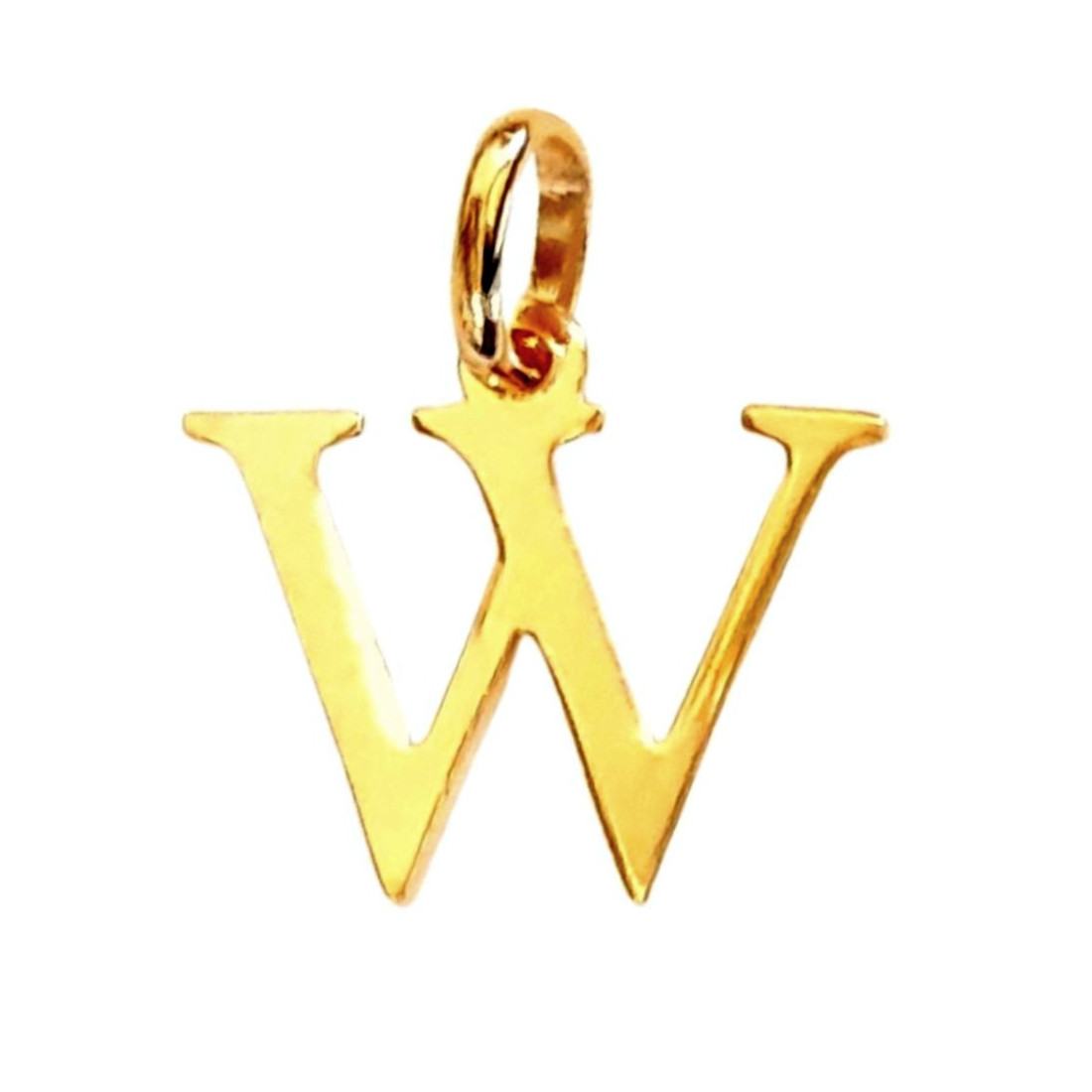 Pendentif Initiale simple lettre W en plaqué or + chaine