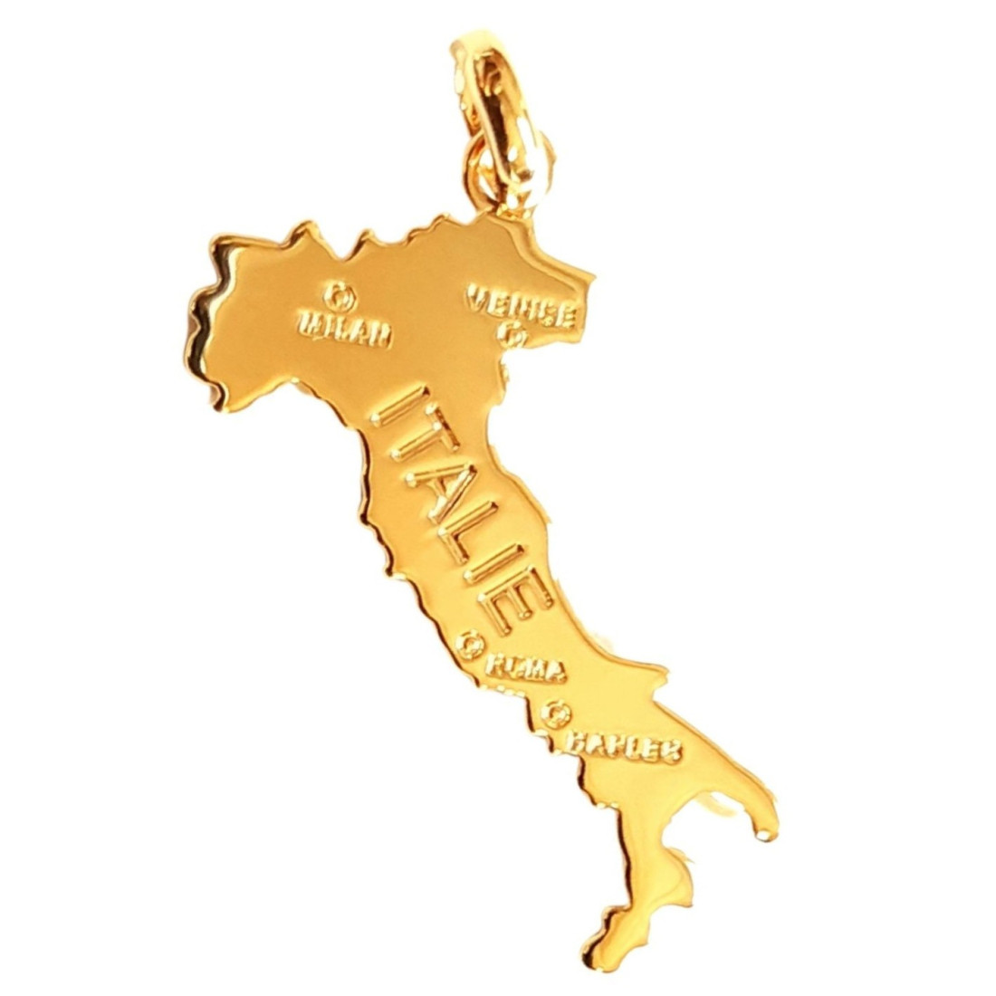 Pendentif carte de l' Italie en plaqué or + chaîne