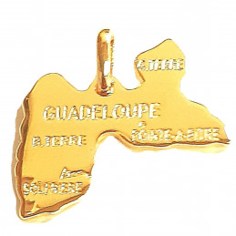 Pendentif petite carte de l' Ile de la Guadeloupe 971 en plaqué or + chaine