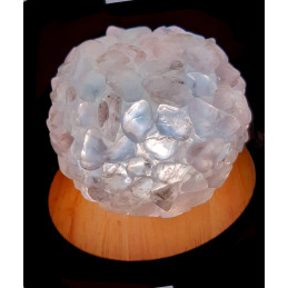 Lampe à LED en pierres roulées de Quartz Rose 7 - 8cm diamètre 450 gr env