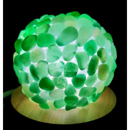 Lampe à LED en pierres roulées d'aventurine verte 7 - 8cm diamètre 450 gr env