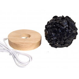 Lampe à LED en pierres roulées d'obsidienne noire 7 - 8cm diamètre 400 gr env