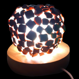 Lampe à LED en pierres roulées de jaspe rouge 7 - 8cm diamètre 400 gr env