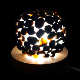 Lampe à LED en pierres roulées d'oeil de tigre marron 7 - 8cm diamètre 320 gr env