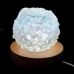Lampe à LED en pierres roulées de cristal de roche 7 - 8cm diamètre 400 gr env