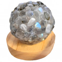 Lampe à LED en pierres roulées de labradorite  7 - 8cm diamètre 370 gr env