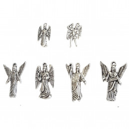 Lot de 6 breloques argentées archanges ange gardien : Gabriel Raphaël