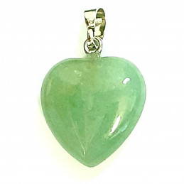 Pendentif coeur en aventurine verte + chaine 1,5cm