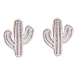 Boucles d'oreilles cactus du désert saguaro en argent rhodié 925°/00