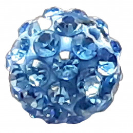 Lot de 5 boules disco strass rondes 8mm couleur light bleu saphir à facettes pavé