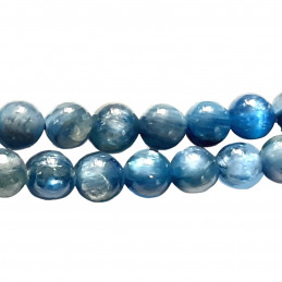 Fil de 64 perles rondes 6mm 6 mm en kyanite cyanite disthène bleue