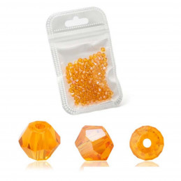 Lot de 90 perles toupies 4mm Imitation couleur sun orange