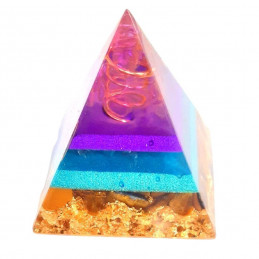 Pyramide orgonite orgone motif fleur de vie en résine et oeil de tigre org1 5cm