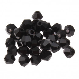 Lot de 90 perles toupies 4mm Imitation couleur noir jet
