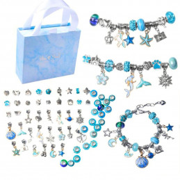 Kit DIY de bracelets à faire soi même avec charms breloques perles bleus