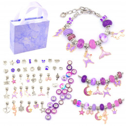 Kit DIY de bracelets à faire soi même avec charms breloques perle violet