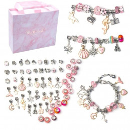 Kit DIY de bracelets à faire soi même avec charms breloques perles rose