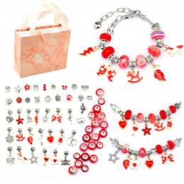 Kit DIY de bracelets à faire soi même avec charms breloques perles rouge