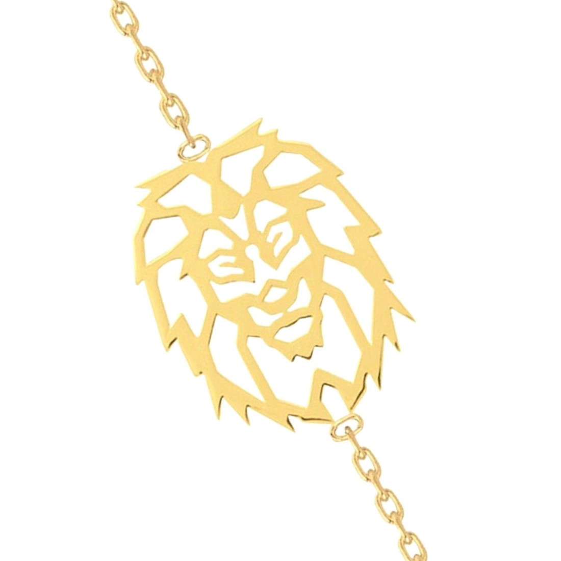Bracelet breloque origami tête de lion en plaqué or- 18cm