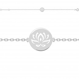 Bracelet femme enfant médaille fleur de lotus en argent 925°/00 - 18cm