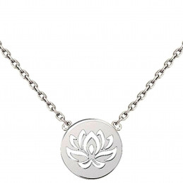 Collier avec breloque médaille fleur de lotus en argent - 42cm