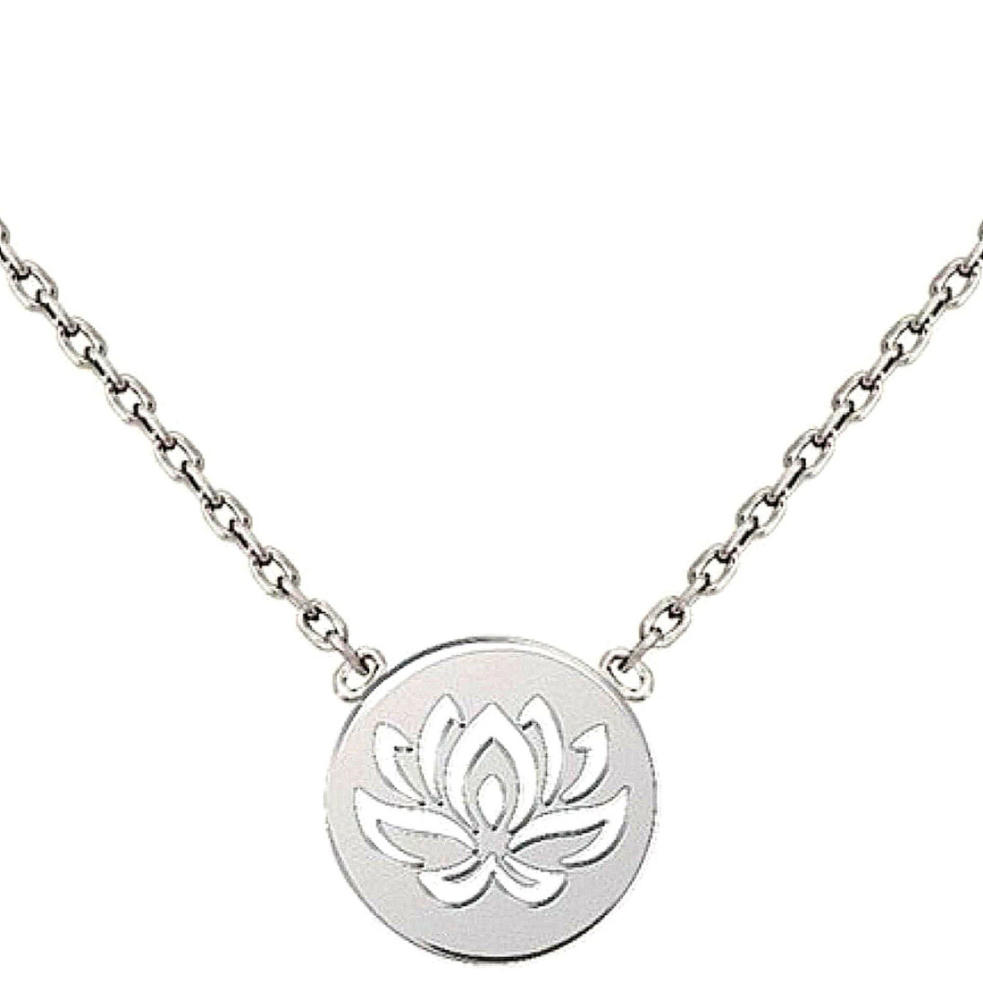 Collier avec breloque médaille fleur de lotus en argent - 42cm