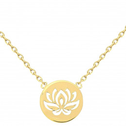 Collier avec breloque médaille fleur de lotus en plaqué or - 42cm