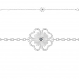 Bracelet breloques trèfle à 4 feuilles coeur en argent 925°/00 - 18cm
