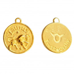 Lot de 3 breloques dorées zodiaque taureau signe astrologique biface