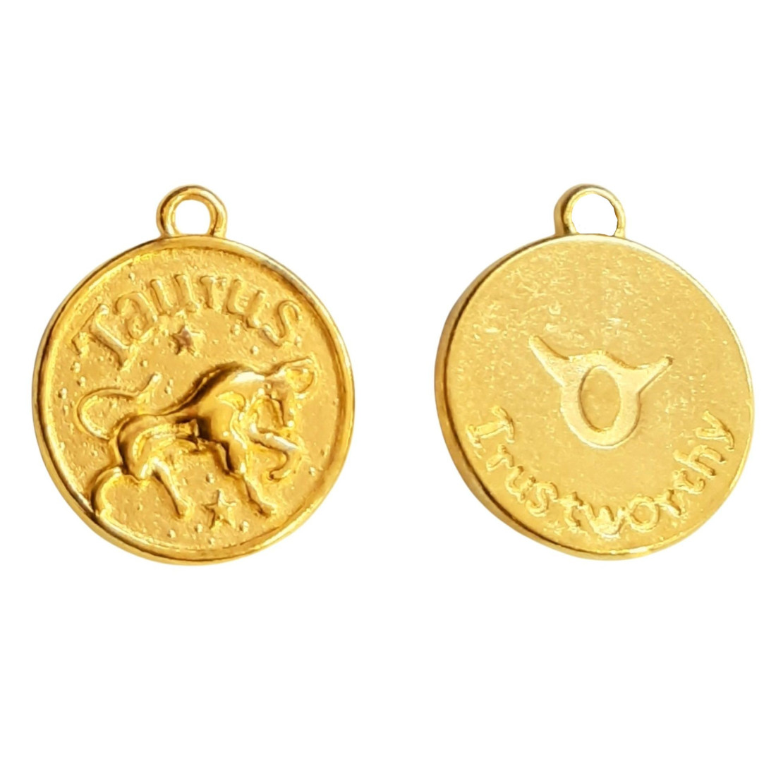 Lot de 3 breloques dorées zodiaque taureau signe astrologique biface