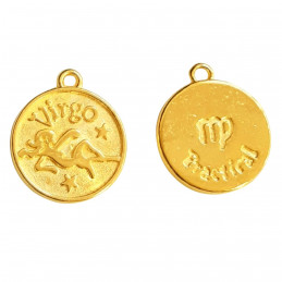 Lot de 3 breloques dorées zodiaque vierge signe astrologique biface