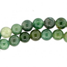 Fil de 64 perles rondes 6mm 6 mm en agate aquatique vert