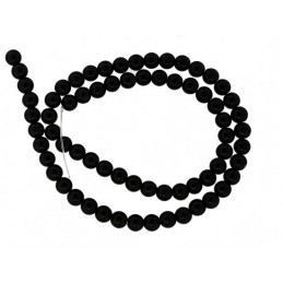 Fil de 64 perles rondes 6mm 6 mm en onyx noir