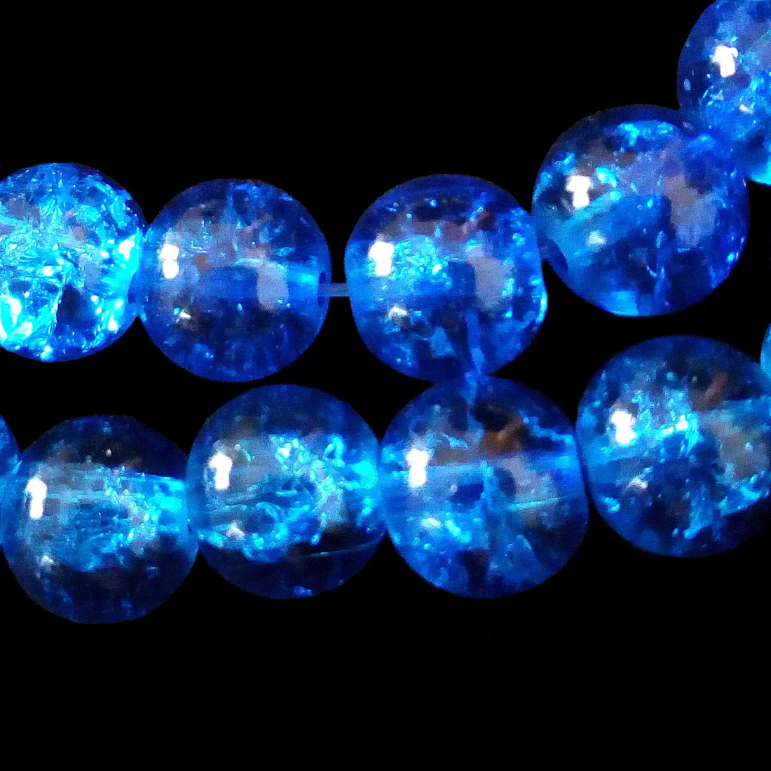 Fil de 100 perles rondes craquelées bleu fonçé en verre 8mm 8 mm