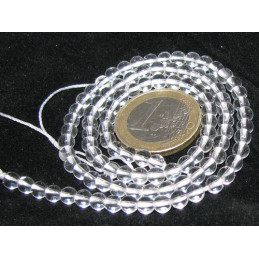 Fil de 95 perles rondes 4mm 4 mm en cristal de roche quartz